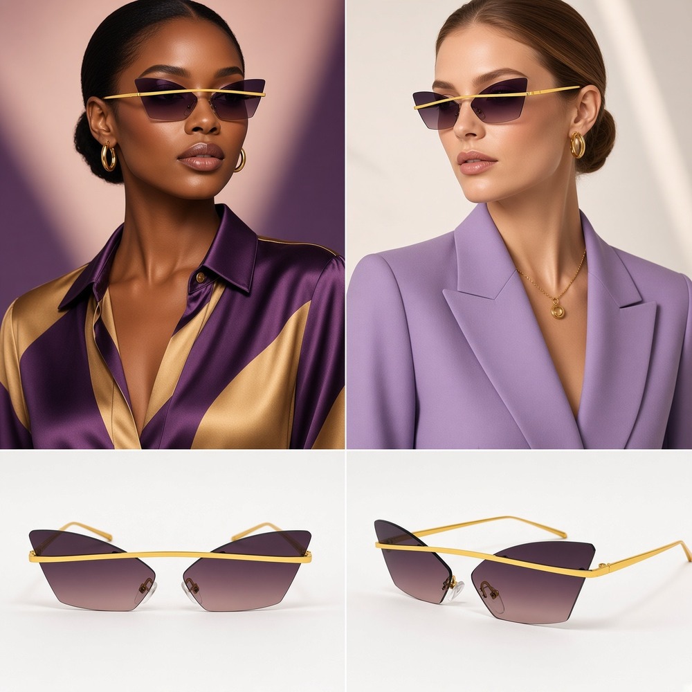 Women Sunglasses Retro Design Unique Minimalist Aesthetic Geometric Outlines New